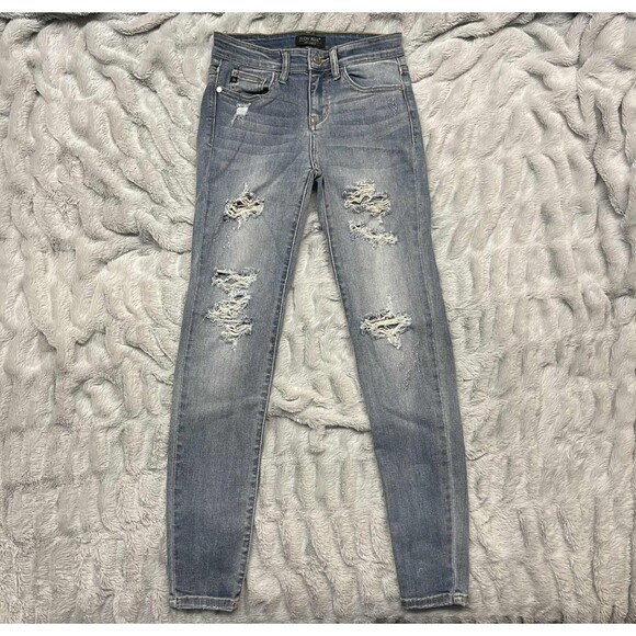 Judy Blue Denim - Judy Blue Skinny Fit Jeans Womens Size 1/25 (26x27) Distressed Blue JB82125LT